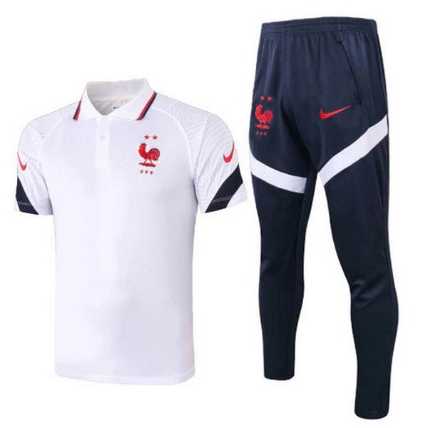 Polo Conjunto Completo Francia 2020 Blanco Azul